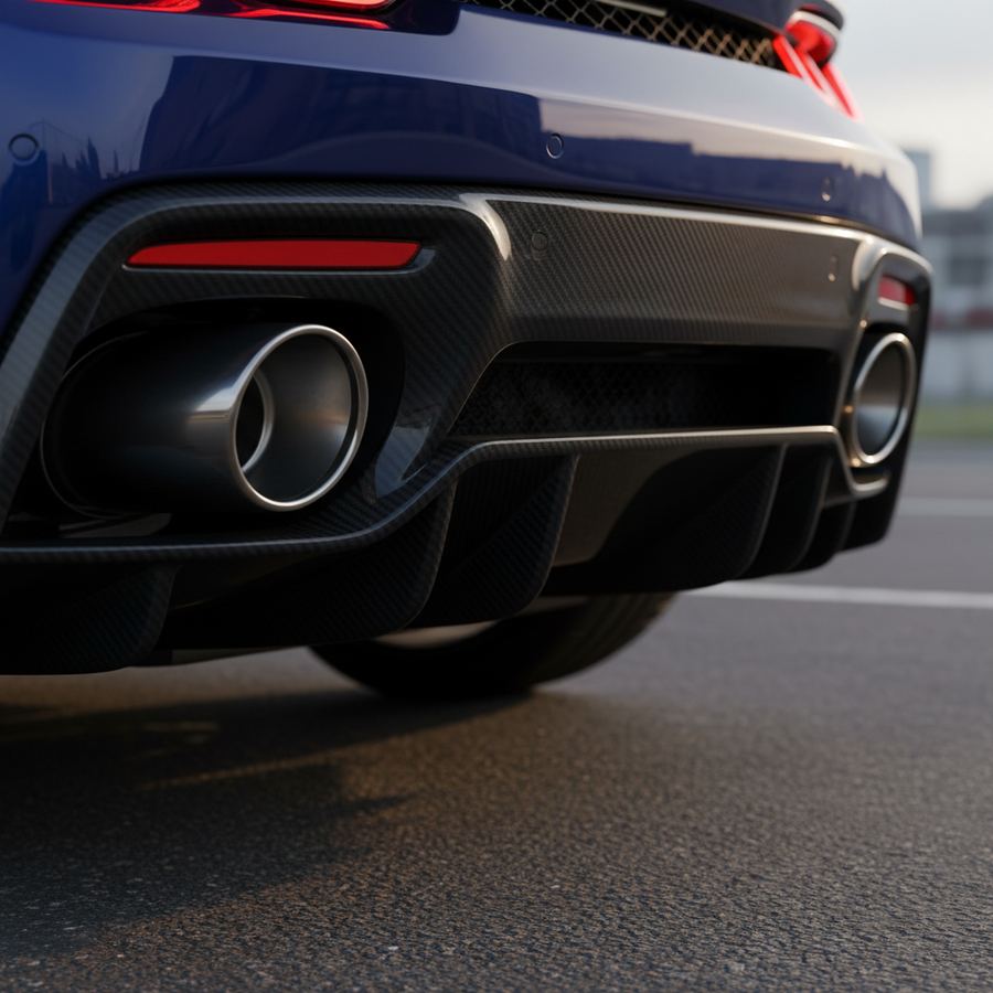 Stainless steel exhaust tips on a performance exhaust system